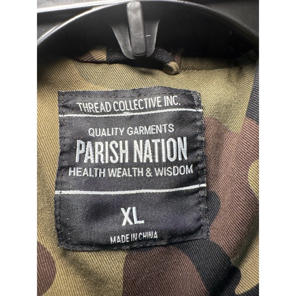 Parish Nation Camo Streetwear Jacket Men's XL Health Wealth Wisdom Patches Y2K - Picture 11 of 12